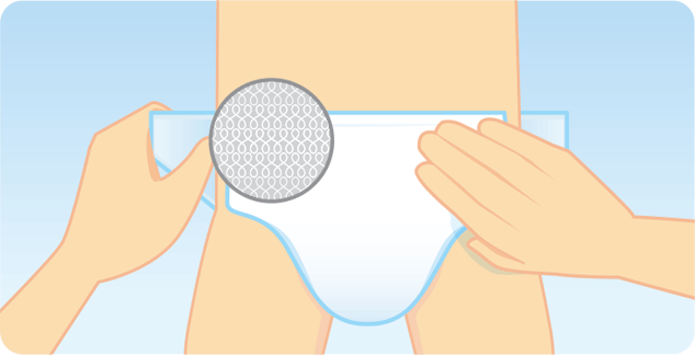 where TouchDown is located on the diaper closure
